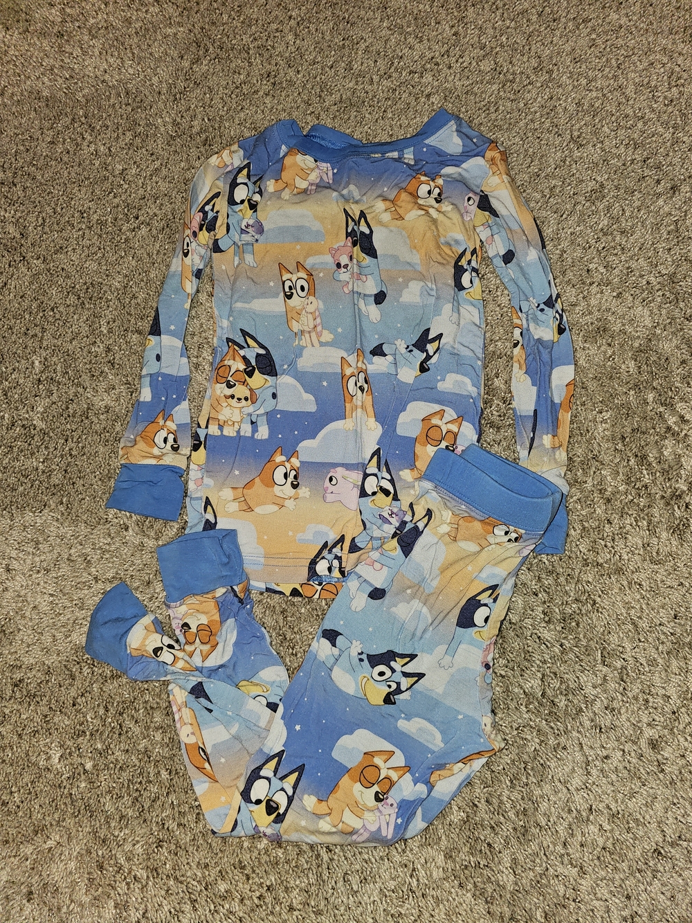 Little Sleepies Blue & Orange Puppy Print Kids Pajama Set